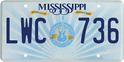MS license plate LWC736
