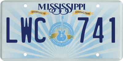 MS license plate LWC741