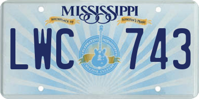 MS license plate LWC743