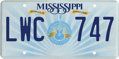 MS license plate LWC747