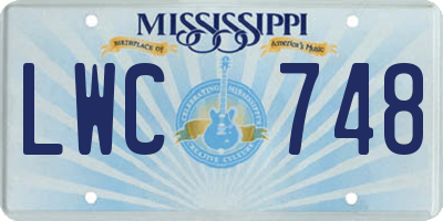 MS license plate LWC748