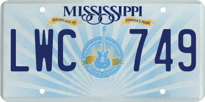 MS license plate LWC749