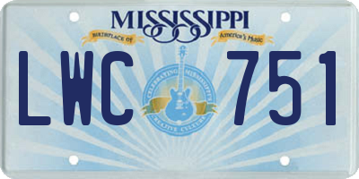 MS license plate LWC751