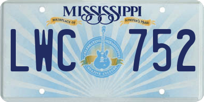 MS license plate LWC752