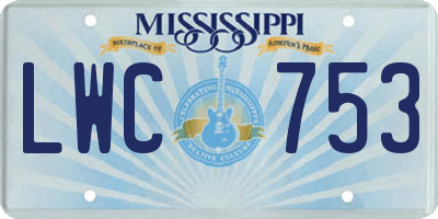 MS license plate LWC753