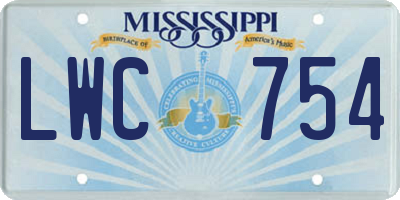 MS license plate LWC754