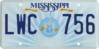 MS license plate LWC756