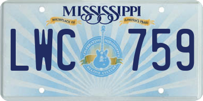 MS license plate LWC759