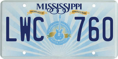 MS license plate LWC760