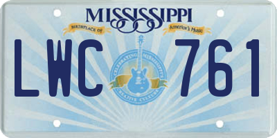 MS license plate LWC761