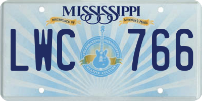 MS license plate LWC766