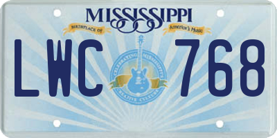 MS license plate LWC768