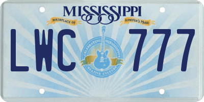 MS license plate LWC777
