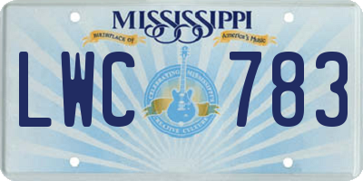 MS license plate LWC783