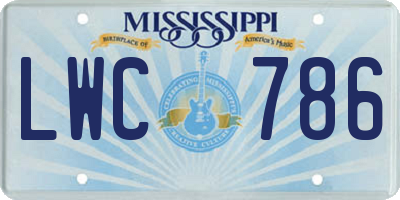 MS license plate LWC786