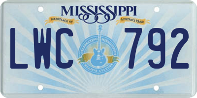 MS license plate LWC792