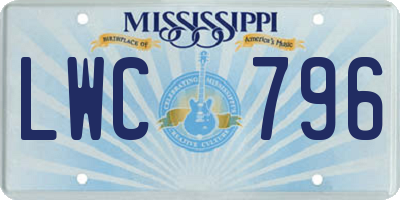 MS license plate LWC796