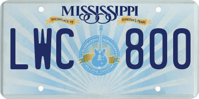 MS license plate LWC800