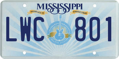 MS license plate LWC801