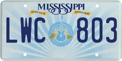 MS license plate LWC803