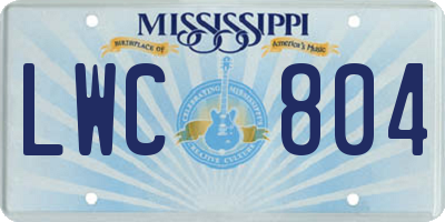 MS license plate LWC804