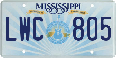 MS license plate LWC805