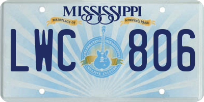 MS license plate LWC806