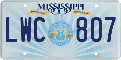 MS license plate LWC807