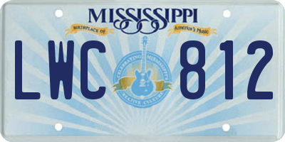 MS license plate LWC812