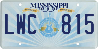 MS license plate LWC815