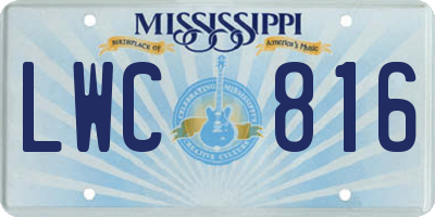 MS license plate LWC816
