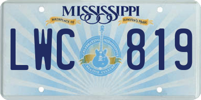 MS license plate LWC819
