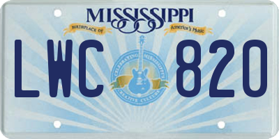 MS license plate LWC820