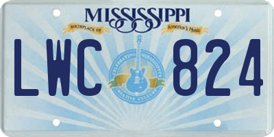 MS license plate LWC824