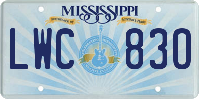 MS license plate LWC830