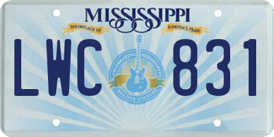 MS license plate LWC831