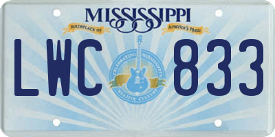 MS license plate LWC833
