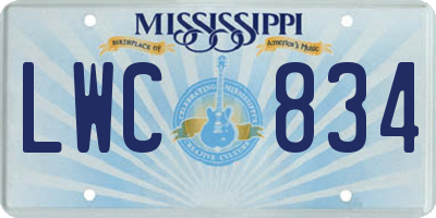 MS license plate LWC834
