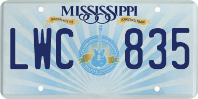 MS license plate LWC835