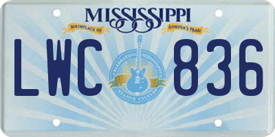 MS license plate LWC836