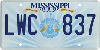 MS license plate LWC837