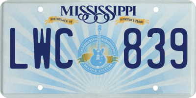 MS license plate LWC839
