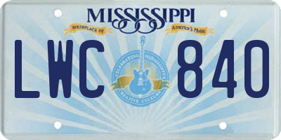 MS license plate LWC840
