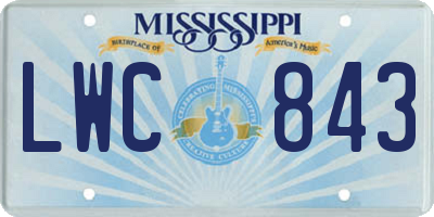 MS license plate LWC843