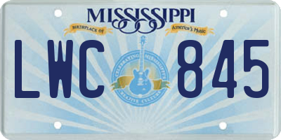 MS license plate LWC845