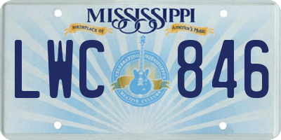 MS license plate LWC846