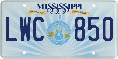 MS license plate LWC850
