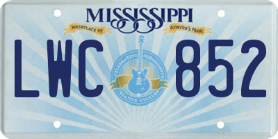 MS license plate LWC852