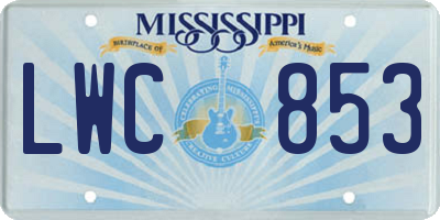 MS license plate LWC853