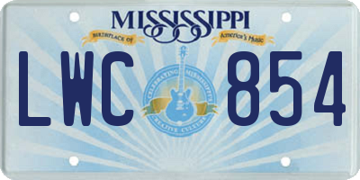 MS license plate LWC854